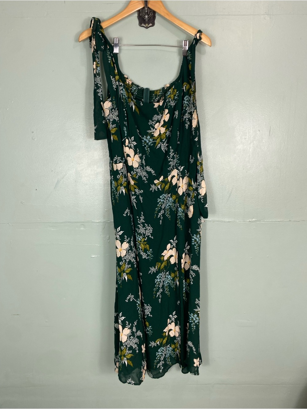 Reformation Twilight Dress Floral Portia Green Crepe Size 20